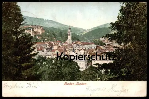 ALTE POSTKARTE BADEN-BADEN 1903 PANORAMA TOTALANSICHT TOTAL AK Ansichtskarte cpa postcard
