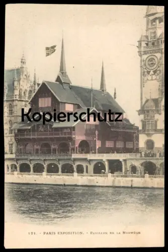 ALTE POSTKARTE PARIS EXPOSITION PAVILLON DE LA NORWÈGE norway norge Frankreich cpa postcard AK Ansichtskarte