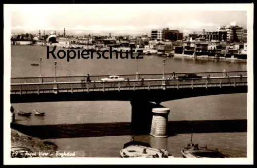 ALTE POSTKARTE RIVER VIEW BAGHDAD Bagdad Irak Iraq Brücke bridge pont Auto Autos car cars postcard cpa Ansichtskarte AK