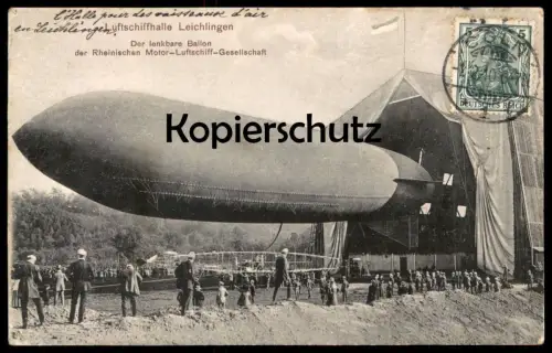 ALTE POSTKARTE LUFTSCHIFF-HALLE LEICHLINGEN BALLON RHEINISCHE MOTOR-LUFTSCHIFF-GESELLSCHAFT ZEPPELIN Airship dirigeable