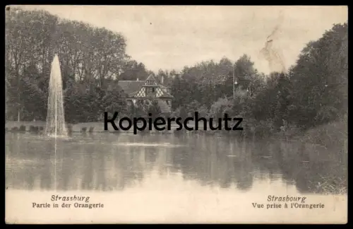ALTE POSTKARTE STRASSBURG PARTIE IN DER ORANGERIE STRASBOURG VUE PRISE À L'ORANGERIE fountain fontaine postcard AK cpa