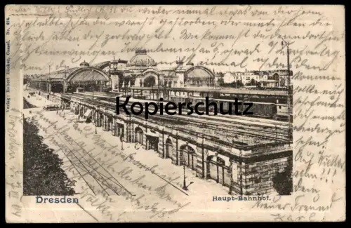 ALTE POSTKARTE DRESDEN HAUPT-BAHNHOF Hauptbahnhof Bahnhof station gare Zug train Passepartout AK Ansichtskarte postcard