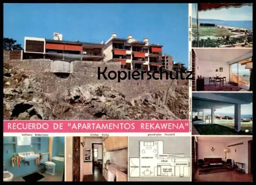 ÄLTERE POSTKARTE TORREMOLINOS RECUERDO DE APARTAMENTOS REKAWENA cpa postcard Ansichtskarte AK