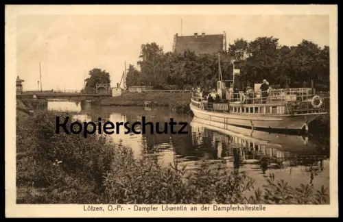 ALTE POSTKARTE LÖTZEN OSTPREUSSEN DAMPFER LÖWENTIN AN DER DAMPFERHALTESTELLE Gizycko Masuren Schiff ship AK cpa postcard