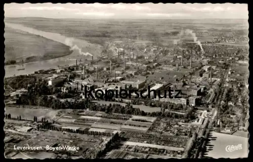 ÄLTERE POSTKARTE LEVERKUSEN BAYER-WERKE LUFTBILD FLIEGERAUFNAHME Panorama cpa postcard AK Ansichtskarte
