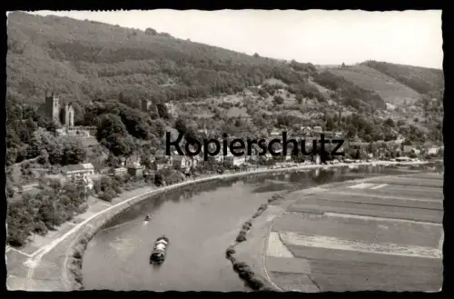 ÄLTERE POSTKARTE NECKARSTEINACH PANORAMA NECKAR Frachtschiff cargo ship Ansichtskarte AK cpa postcard