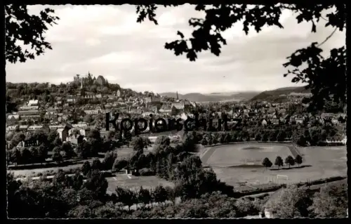ÄLTERE POSTKARTE UNIVERSITÄTSSTADT MARBURG AN DER LAHN FUSSBALLPLATZ TENNISPLATZ Stadion postcard Ansichtskarte AK cpa
