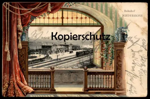 ALTE PRÄGE POSTKARTE BAHNHOF NIEDERHONE ZUG DAMPFLOK ESCHWEGE station gare train cpa postcard Ansichtskarte AK