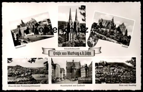 ÄLTERE POSTKARTE GRÜSSE AUS MARBURG AN DER LAHN UNIVERSITÄT ELISABETHKIRCHE MARKTPLATZ SCHLOSS postcard AK Ansichtskarte