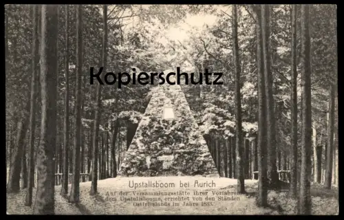 ALTE POSTKARTE UPSTALLSBOOM BEI AURICH AUF DER VERSAMMLUNGSSTÄTTE 1883 ERRICHTET Upstalsboom Ostfriesland postcard cpa