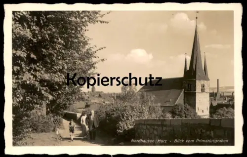 ALTE POSTKARTE NORDHAUSEN HARZ BLICK VOM PRIMARIUSGRABEN KIND OPA OMA FAMILIE family Ansichtskarte AK cpa postcard