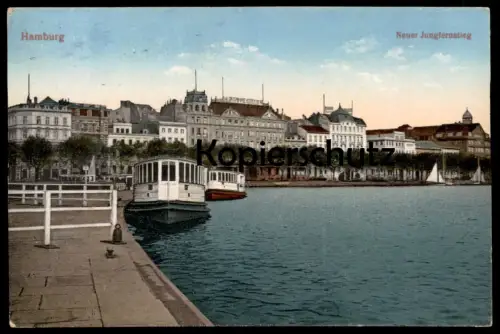 ALTE POSTKARTE HAMBURG NEUER JUNGFERNSTIEG 1927 SCHIFF SCHIFFE VILLEN VILLA Ansichtskarte postcard AK cpa