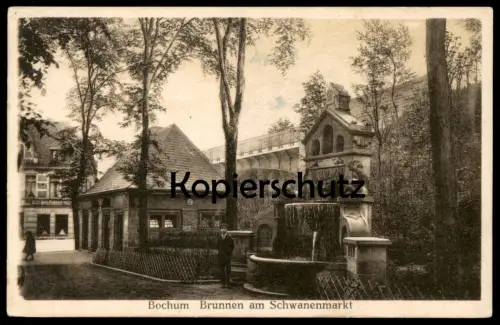 ALTE POSTKARTE BOCHUM BRUNNEN AM SCHWANENMARKT KIND JUNGE Springbrunnen fountain fontaine Ansichtskarte AK postcard cpa
