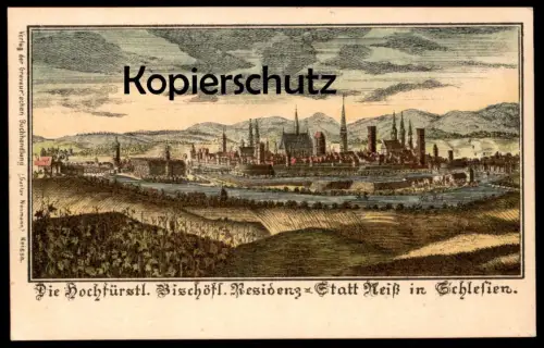 ALTE KÜNSTLER POSTKARTE NEISS HOCHFÜRSTLICHE BISCHÖFLICHE RESIDENZ-STATT IN SCHLESIEN NEISSE NYSA Ansichtskarte postcard