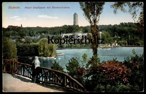 ALTE POSTKARTE BOCHUM NEUER STADTPARK MIT BISMARCKTURM Park parc Bismarck Turm Ansichtskarte AK postcard cpa
