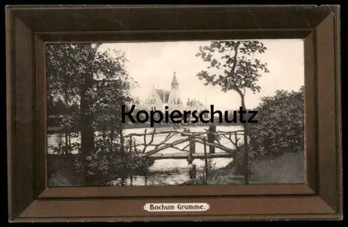 ALTE PASSEPARTOUT POSTKARTE BOCHUM GRUMME BLICK AUF DIE KAISER-AUE cpa AK postcard Ansichtskarte