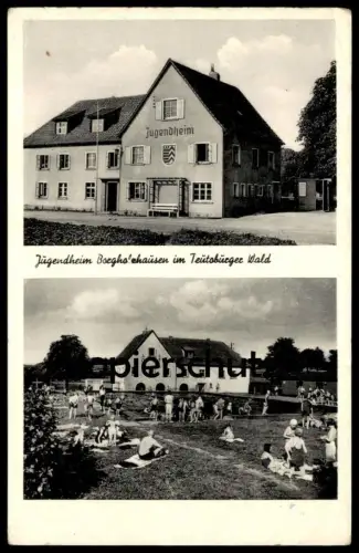 ÄLTERE POSTKARTE BORGHOLZHAUSEN TEUTOBURGER WALD JUGENDHEIM FREIBAD youth hostel Bad bath swimming pool piscine postcard