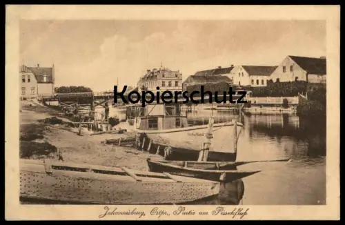ALTE POSTKARTE JOHANNISBURG OSTPREUSSEN PARTIE AM PISSEKFLUSS BOOT DEUTSCHLAND PISZ cpa postcard AK Ansichtskarte