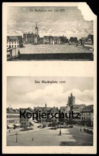 ALTE POSTKARTE DARMSTADT DER MARKTPLATZ UM'S JAHR 1676 & DER MARKTPLATZ 1906 EINST UND JETZT postcard Ansichtskarte cpa