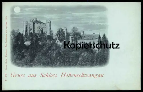ALTE MONDSCHEIN POSTKARTE GRUSS AUS SCHLOSS HOHENSCHWANGAU Schwangau chateau castle postcard Ansichtskarte cpa AK