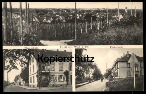 ALTE POSTKARTE GRUSS AUS WEIL AM RHEIN BLAUENSTRASSE RHEINSTRASSE Ansichtskarte cpa AK postcard