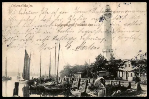 ALTE POSTKARTE OSTERNOTHHAFEN 1901 LEUCHTTURM Osternothafen Chorzelin Pommern lighthouse Swinemünde Swinoujscie postcard