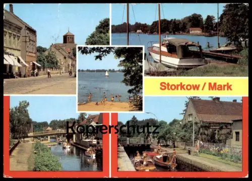 ÄLTERE POSTKARTE STORKOW MARK ALTSTADT AM KANAL AN DER SCHLEUSE AM STORKOWER SEE Ansichtskarte postcard AK cpa