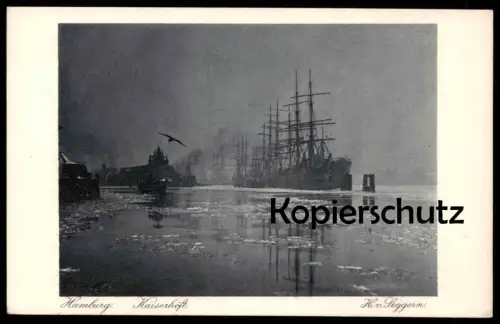 ALTE POSTKARTE HAMBURG KAISERHÖFT H. V. SEGGERN EISSCHOLLEN EIS WINTER Schiff ship bateau AK cpa Ansichtskarte postcard