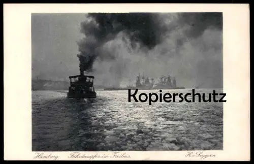 ALTE POSTKARTE HAMBURG FÄHRDAMPFER IM TREIBEIS H. V. SEGGERN Dampfer ship Schiff steamer bateau Ansichtskarte postcard