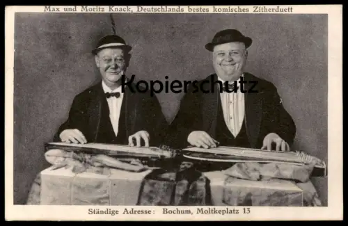 ALTE POSTKARTE MAX UND MORITZ KNACK DEUTSCHLANDS BESTES KOMISCHES ZITHERDUETT ZITHER ADRESSE BOCHUM MOLTKEPLATZ 13 cpa