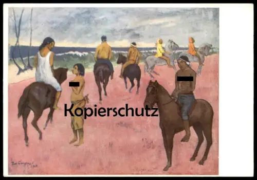 ÄLTERE POSTKARTE PAUL GAUGUIN CAVALIERS SUR LA PLAGE HORSEMEN ON THE BEACH REITER painting painter horse postcard cpa AK