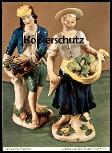 ÄLTERE POSTKARTE FRÜCHTEVERKÄUFER JOHANN JOACHIM KÄNDLER UM 1740 MEISSNER PORZELLAN Meissen porcelain saxe postcard cpa