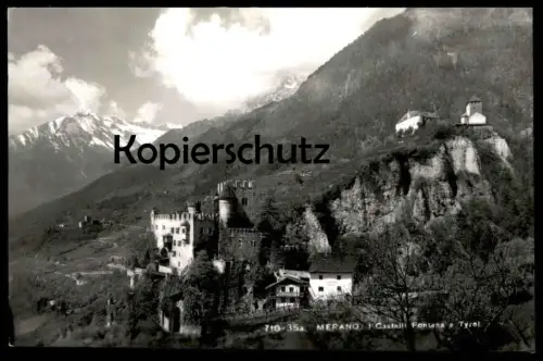 ÄLTERE POSTKARTE MERANO CASTELLI FONTANA E TYROL DIE BRUNNENBURG UND SCHLOSS TIROL Meran Burg cpa postcard Ansichtskarte