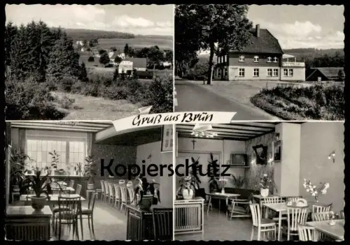ÄLTERE POSTKARTE GRUSS AUS BRÜN KREIS OLPE GASTHAUS PENSION JOSEF WACKER HAUSSCHLACHTUNG Ansichtskarte cpa AK postcard