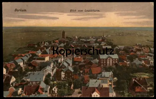 ALTE POSTKARTE BORKUM BLICK VOM LEUCHTTURM PANORAMA TOTALANSICHT GESAMTANSICHT lighthouse phare Ansichtskarte postcard