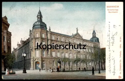 ALTE POSTKARTE MANNHEIM GROSSHERZOGLICHES BEZIRKSAMT Uhr Standuhr clock horloge AK Ansichtskarte postcard cpa