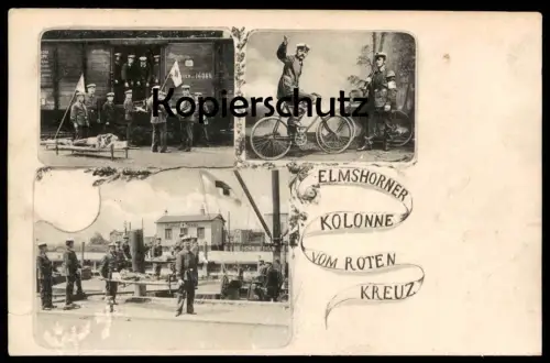 ALTE POSTKARTE ELMSHORNER KOLONNE ROTES KREUZ ELMSHORN RAD Red cross bike bicycle croix rouge AK Ansichtskarte postcard
