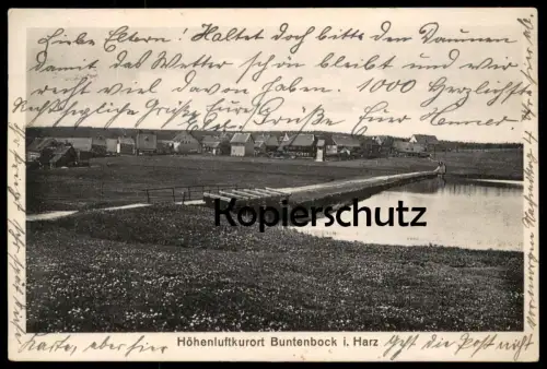 ALTE POSTKARTE HÖHENLUFTKURORT BUNTENBOCK IM HARZ SUMPFTEICH TEICH lake Rechteckstempel Clausthal-Zellerfeld AK postcard