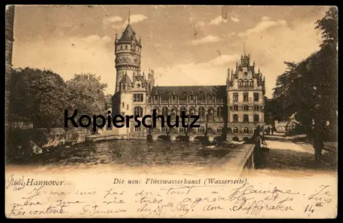 ALTE POSTKARTE HANNOVER DIE NEUE FLUSSWASSERKUNST 1905 WASSERSEITE cpa postcard AK Ansichtskarte