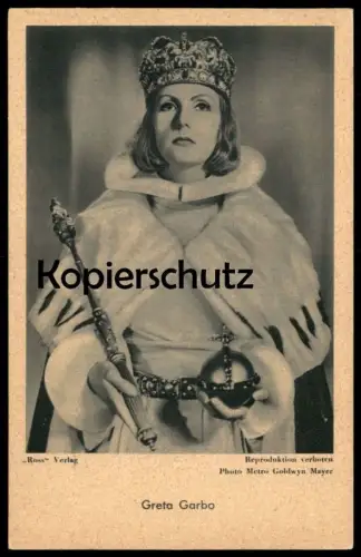 ALTE POSTKARTE GRETA GARBO KRONE ZEPTER Actor Acteur cinema Kino Film Königin Christine queen cpa Ansichtskarte postcard