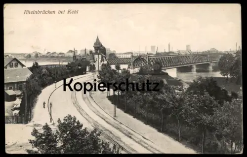 ALTE POSTKARTE RHEINBRÜCKEN BEI KEHL Rheinbrücken Brücken Brücke bridge pont Ansichtskarte postcard cpa AK