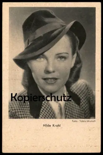 ALTE POSTKARTE HILDE KRAHL MIT HUT SCHAUSPIELERIN hat chapeau Kino Film Herz modern möbliert Ansichtskarte postcard cpa