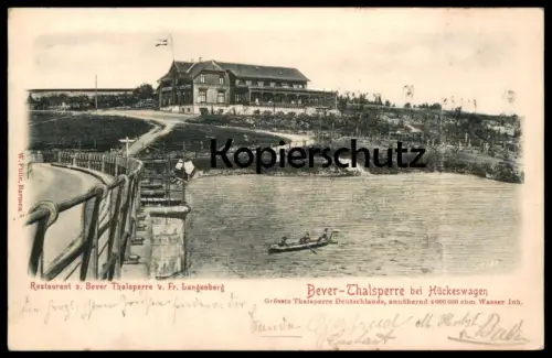 ALTE POSTKARTE BEVER-THALSPERRE BEI HÜCKESWAGEN RELIEF BEVERTALSPERRE RESTAURANT Prägekarte postcard Ansichtskarte cpa