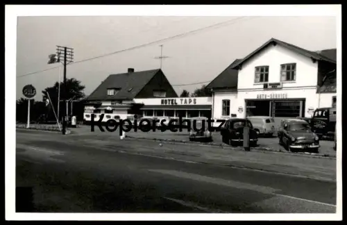 ALTE PHOTO POSTKARTE ODENSE HOTEL TAPS GULF AUTO SERVICE Tankstelle filling petrol station cpa AK postcard Ansichtskarte