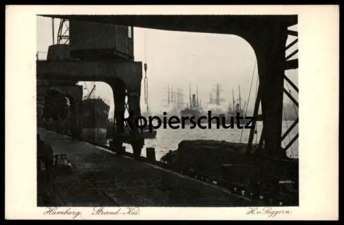 ALTE POSTKARTE HAMBURG STRAND-KAI H. V. SEGGERN Schiffe Kran Hafen port harbour harbor AK cpa Ansichtskarte postcard