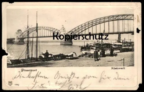 ALTE PASSEPARTOUT POSTKARTE DÜSSELDORF RHEINWERFT Werft ship Dampfer steamer dockyard Ansichtskarte cpa AK postcard