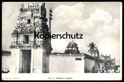 ALTE POSTKARTE TANJORE HINDOO TEMPLE EDITOR WIELE UND KLEIN MADRAS Tempel India Indien cpa AK postcard Ansichtskarte
