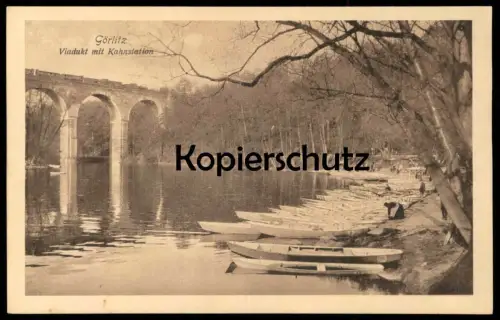 ALTE POSTKARTE GÖRLITZ VIADUKT MIT KAHNSTATION Zug Eisenbahn Dampflok Boote Zgorzelec train Ansichtskarte cpa postcard