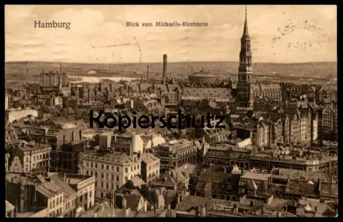 ALTE POSTKARTE HAMBURG BLICK VOM MICHAELIS KIRCHTURM Michaeliskirche Ansichtskarte cpa AK postcard
