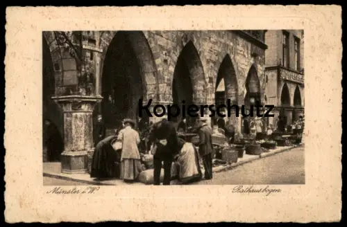 ALTE POSTKARTE MÜNSTER I. W. RATHAUSBOGEN Markt market marché Ansichtskarte postcard cpa AK